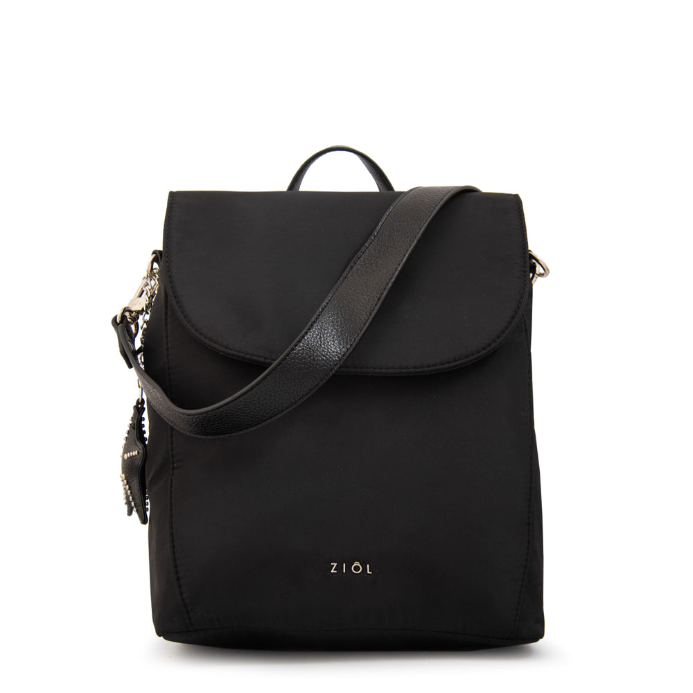 Mochila con tapa marina mediana negro