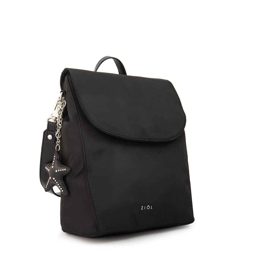 Mochila con tapa marina mediana negro