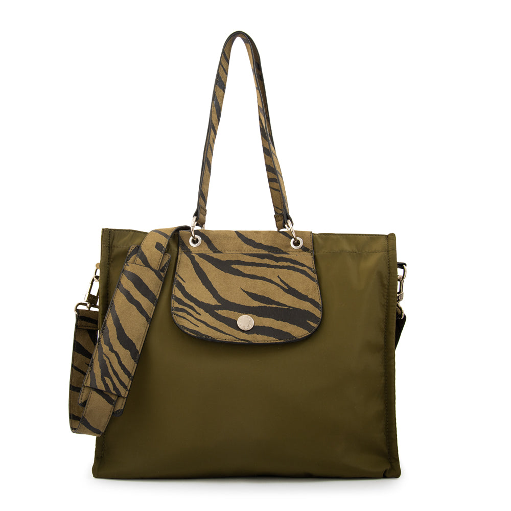Cartera tote porta notebook simoneta verde oliva