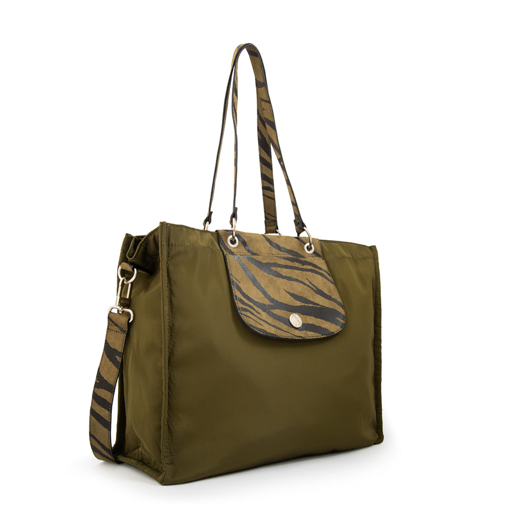 Cartera tote porta notebook simoneta verde oliva
