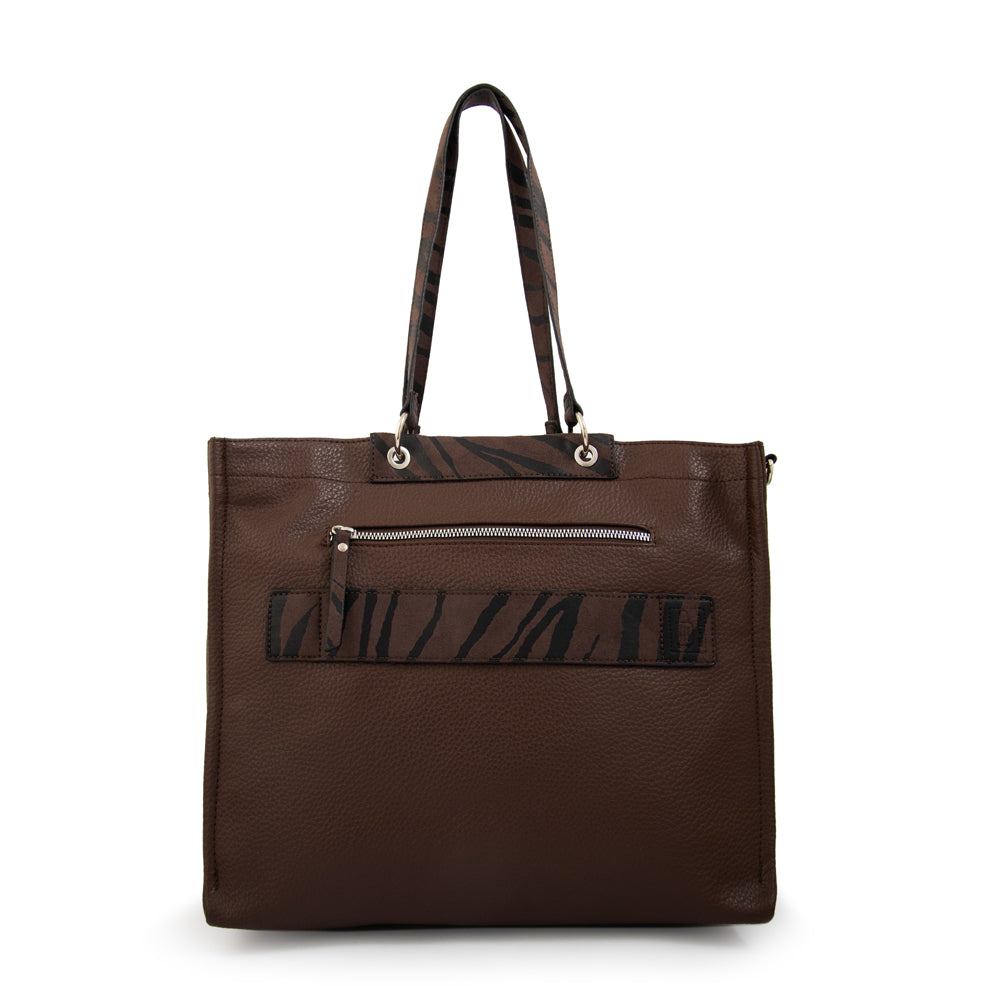 Cartera tote porta notebook simoneta café oscuro
