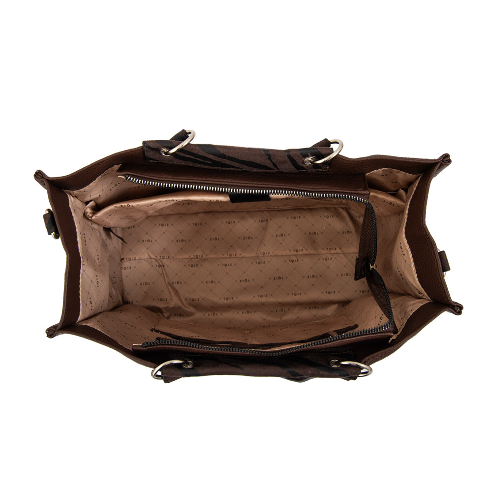 Cartera tote porta notebook simoneta café oscuro