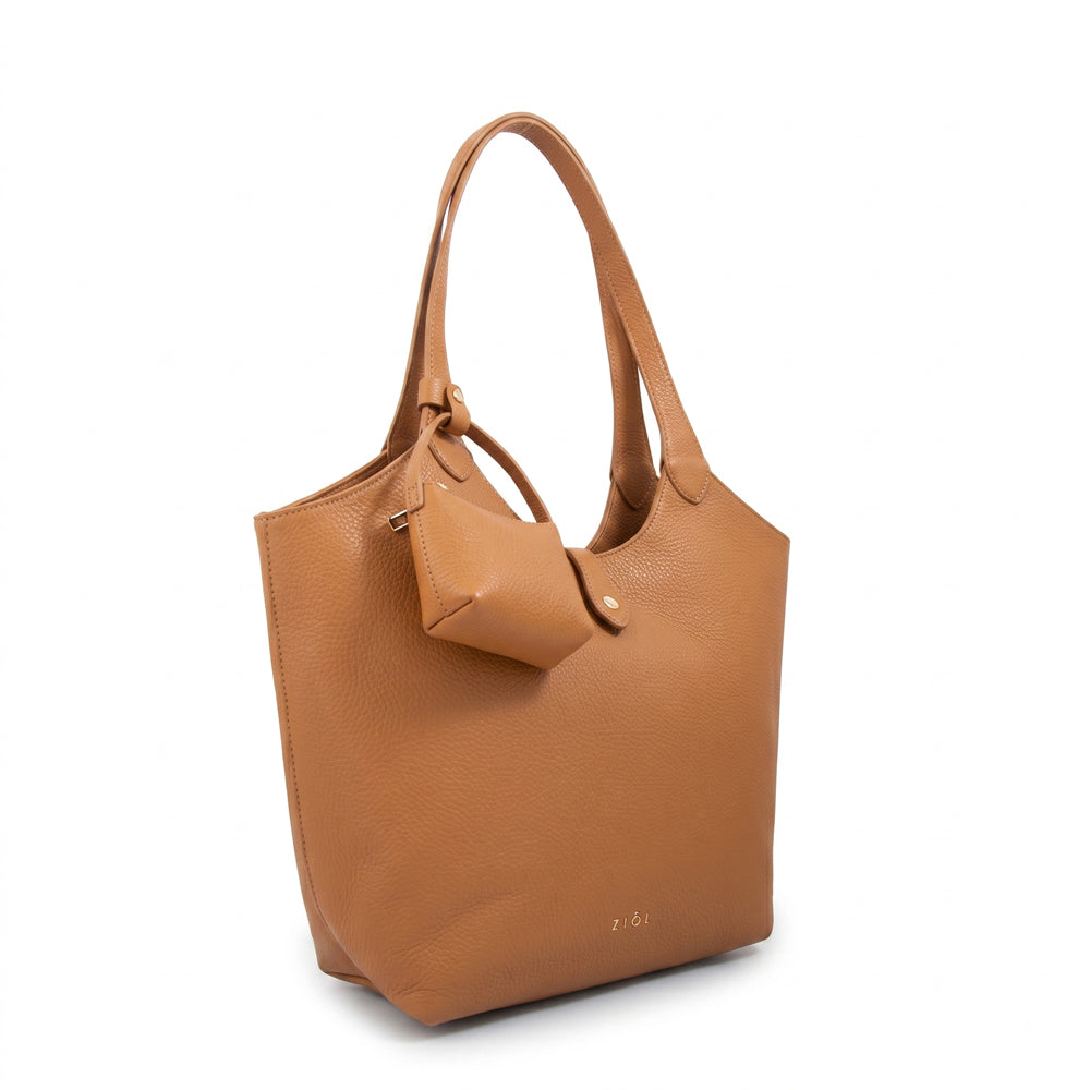 Cartera tote carra camel