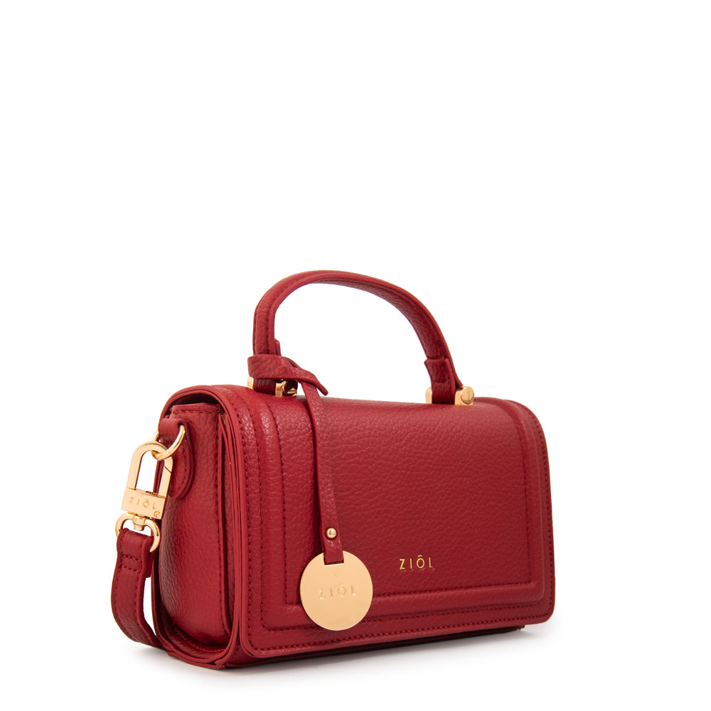 Cartera bandolera con tapa bruna rojo oscuro