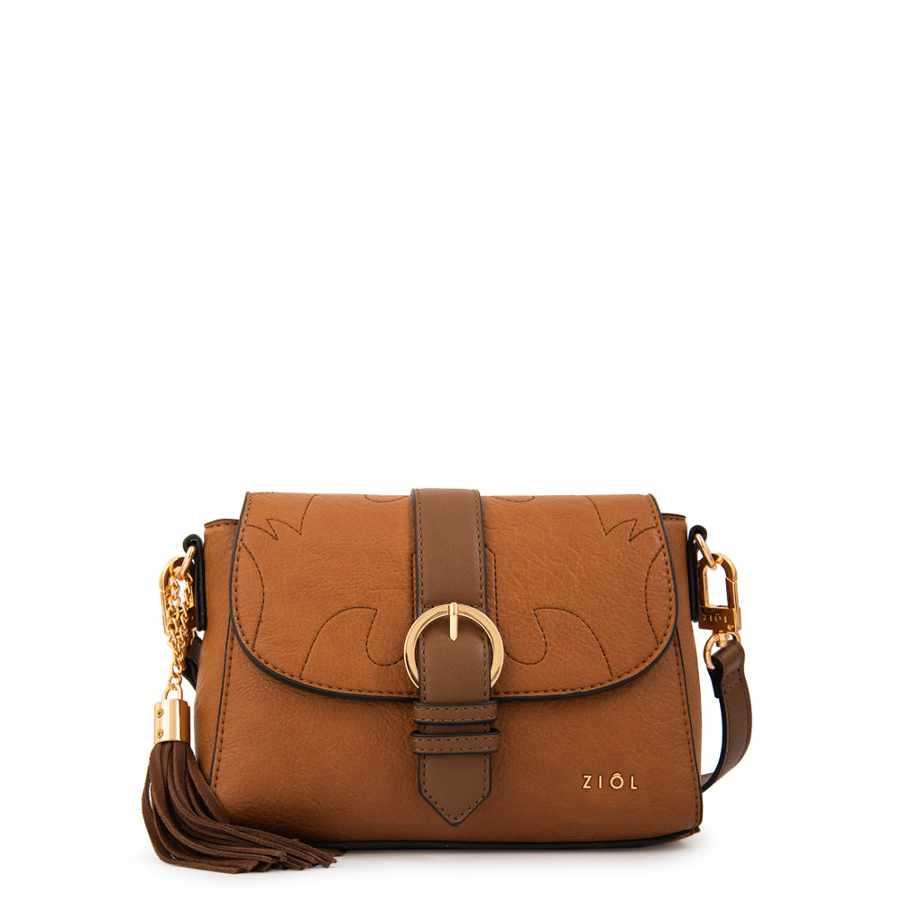 Cartera bandolera con tapa fabiola café