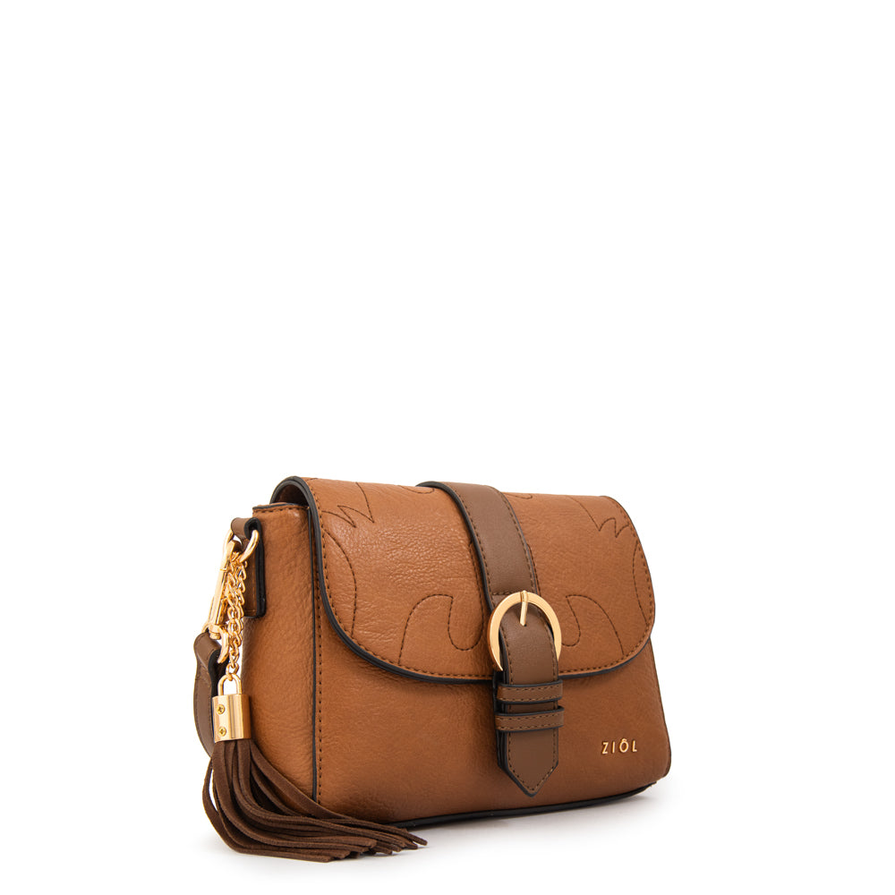 Cartera bandolera con tapa fabiola café