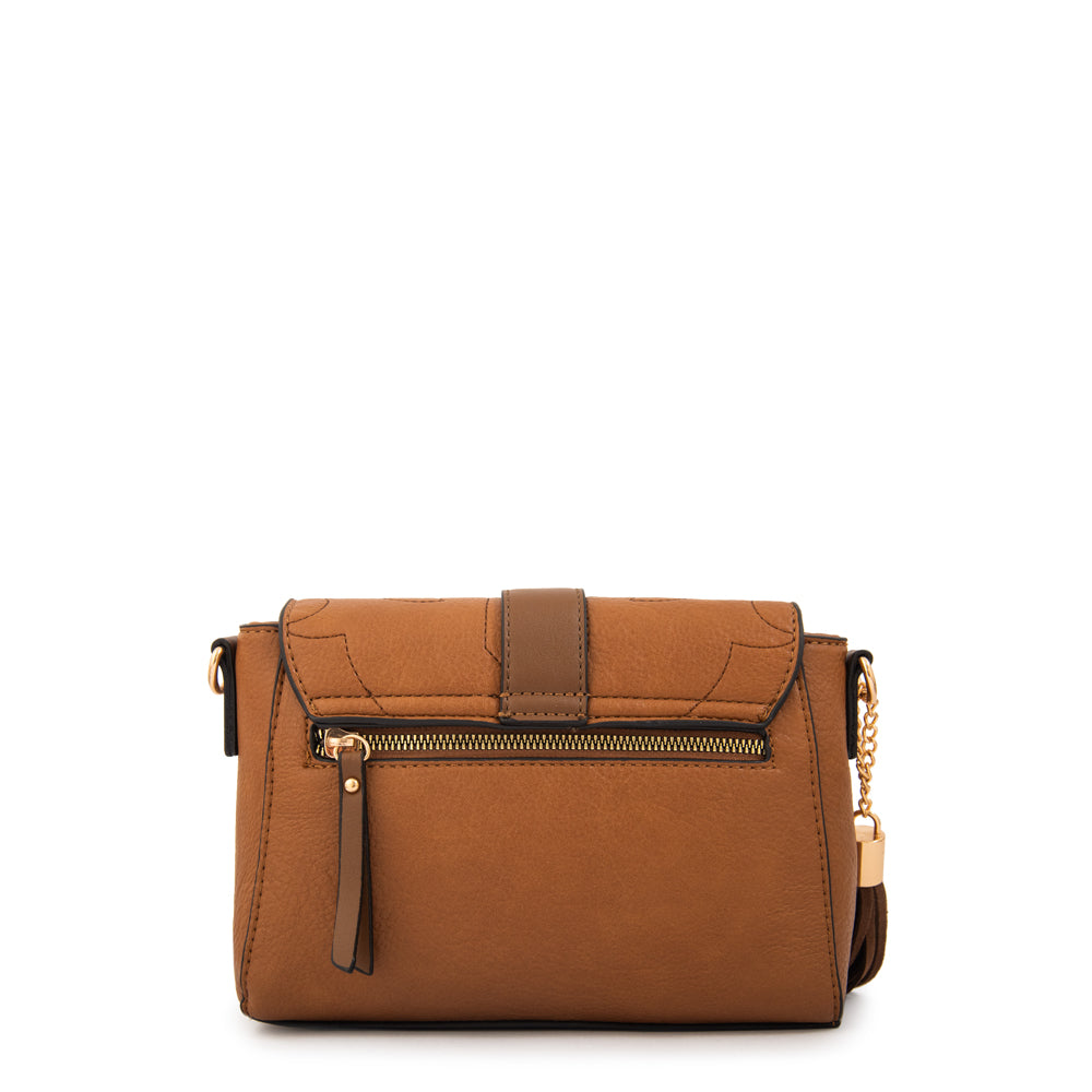 Cartera bandolera con tapa fabiola café