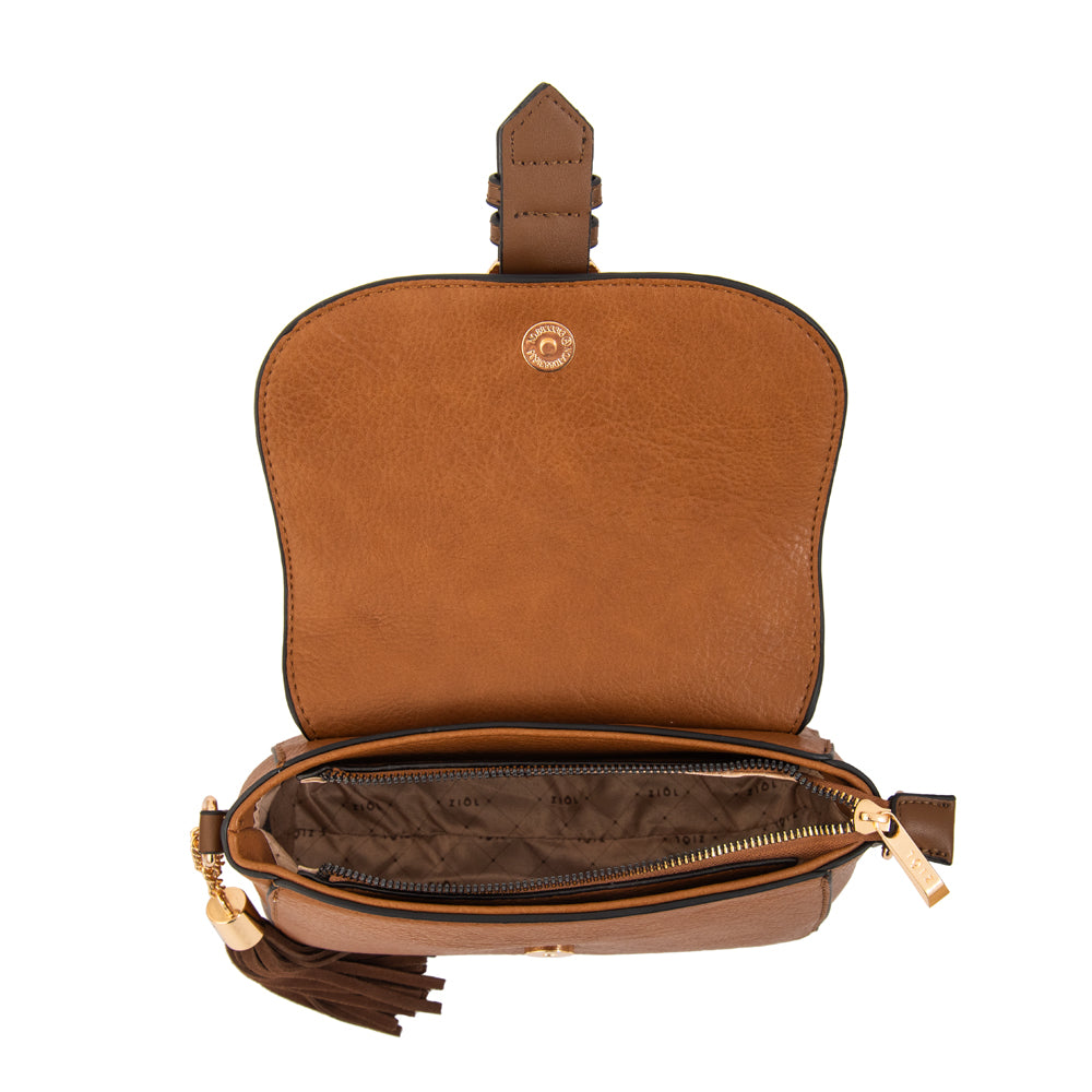 Cartera bandolera con tapa fabiola café