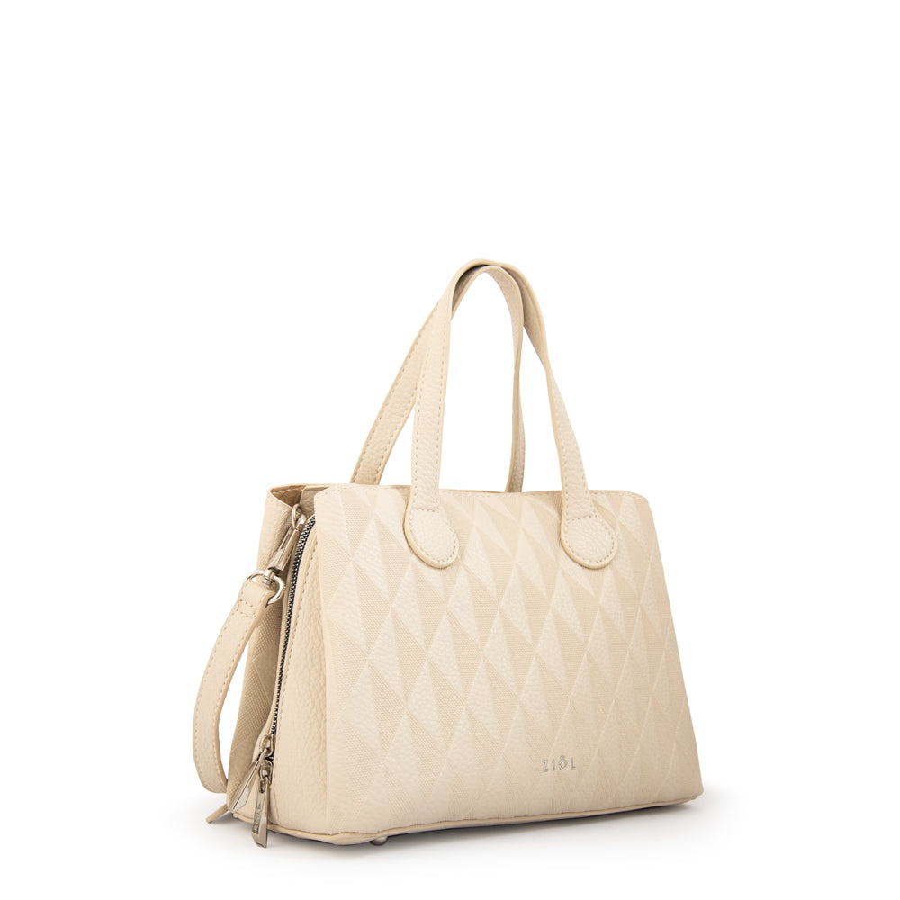 Cartera tote francini pequeña blanco crudo
