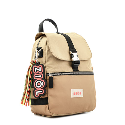 Mochila Tavira Con Tapa Mediana Beige Ziol