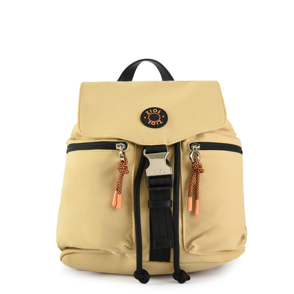 Mochila con tapa elvas mediana beige oscuro