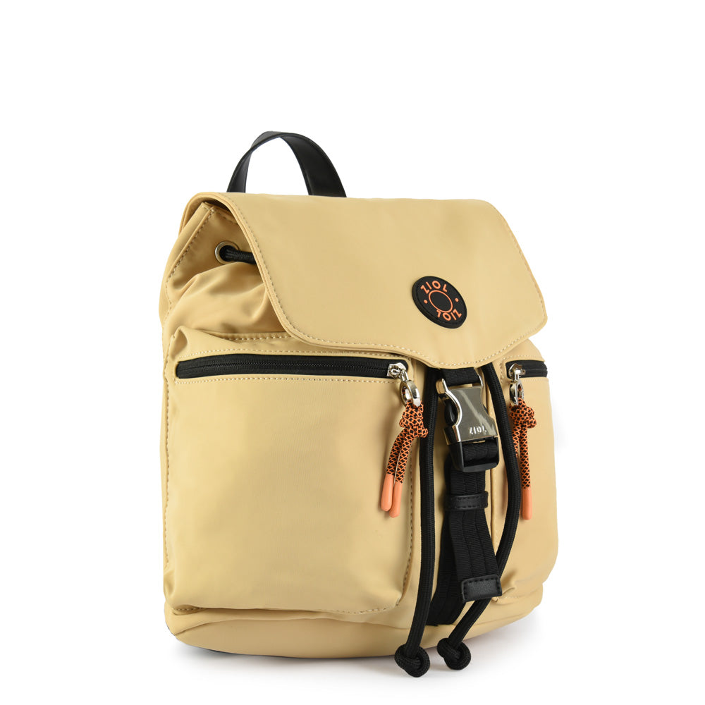 Mochila con tapa elvas mediana beige oscuro