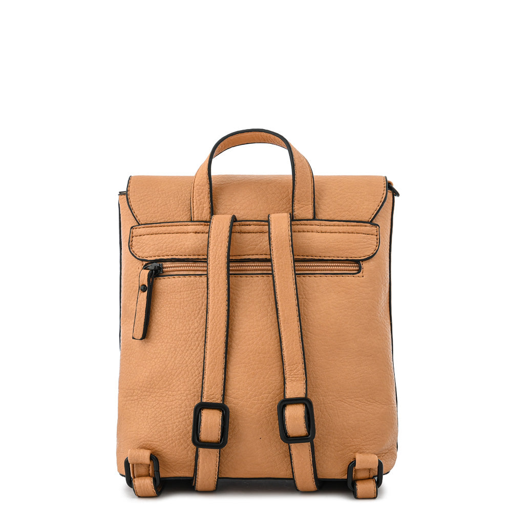 Mochila con tapa raina pequeña camel
