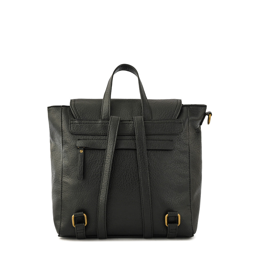 Mochila con tapa sira mediana negro