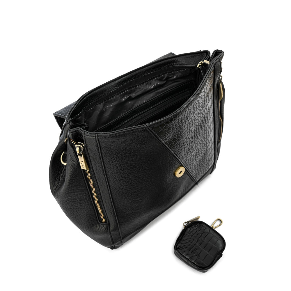 Mochila con tapa sira mediana negro