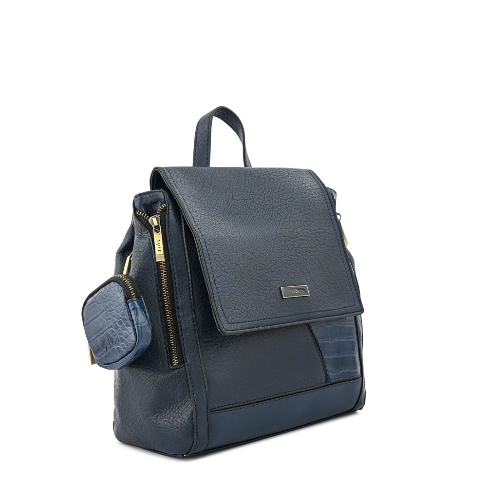 Mochila con tapa sira mediana azul oscuro