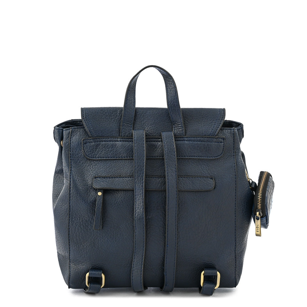Mochila con tapa sira mediana azul oscuro