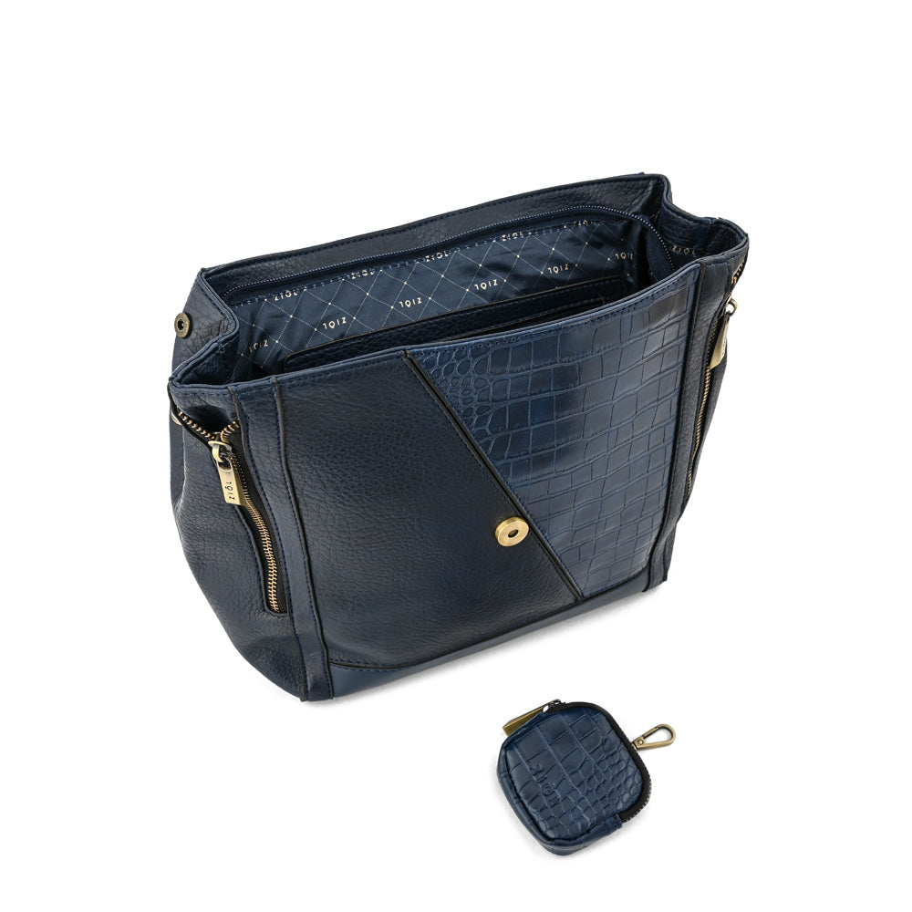 Mochila con tapa sira mediana azul oscuro