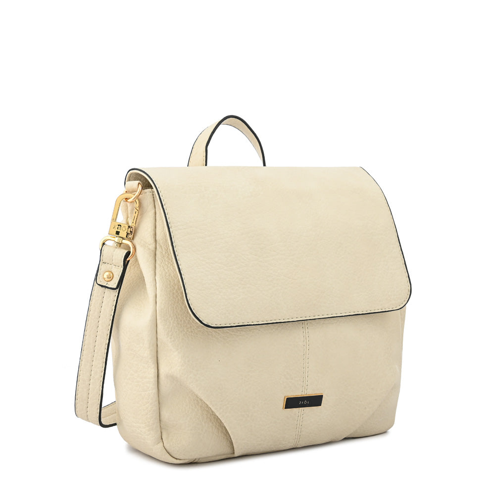Mochila con tapa zahara mediana blanco crudo