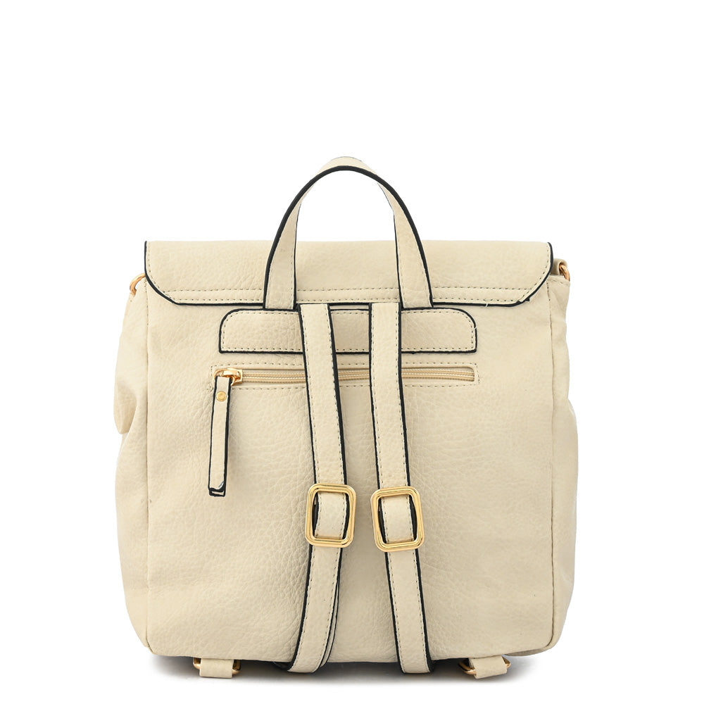 Mochila con tapa zahara mediana blanco crudo
