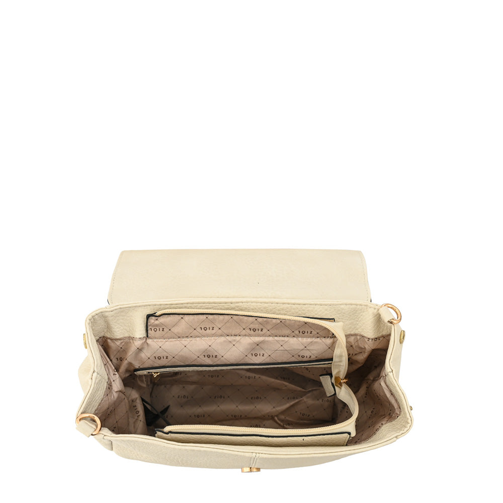 Mochila con tapa zahara mediana blanco crudo