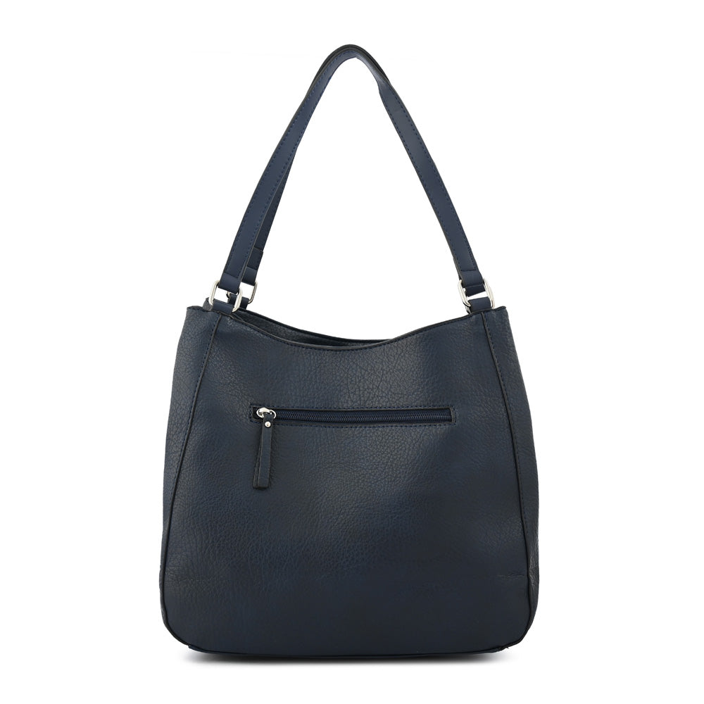 Cartera tote tres divisiones ozzy grande azul oscuro