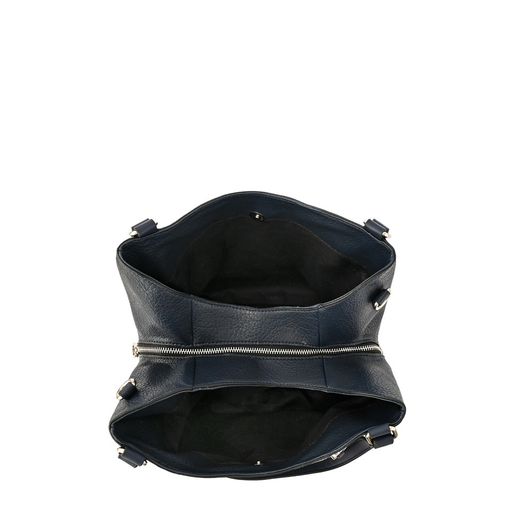 Cartera tote tres divisiones ozzy grande azul oscuro