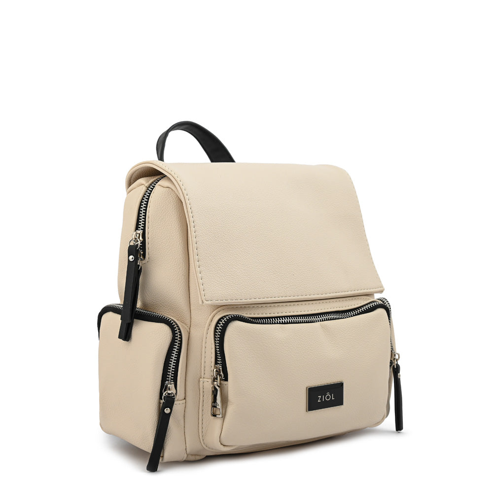 Mochila con tapa mila pequeña blanco crudo