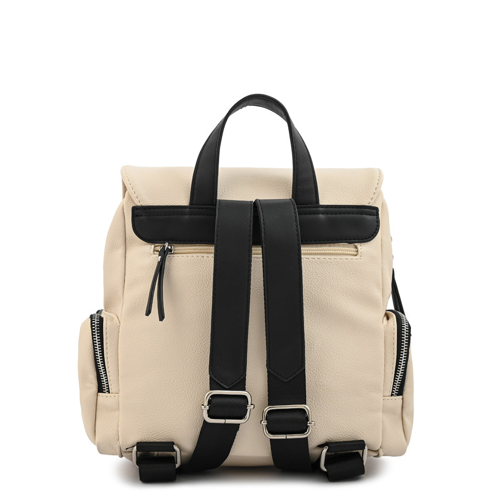 Mochila con tapa mila pequeña blanco crudo