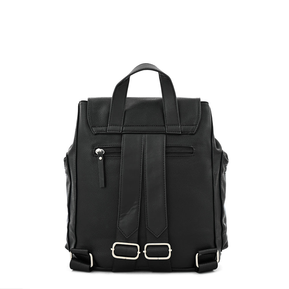 Mochila con tapa elvas mediana negro especial