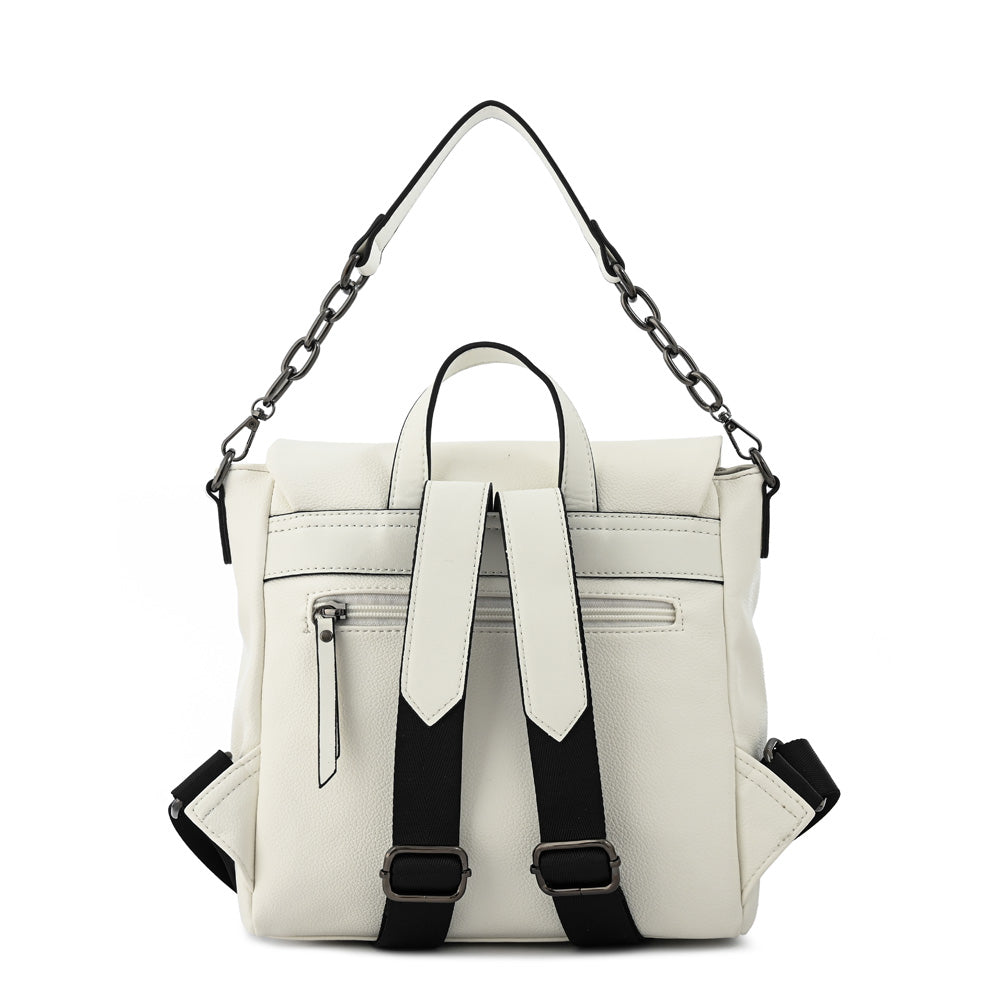Mochila con tapa nydia pequeña blanco