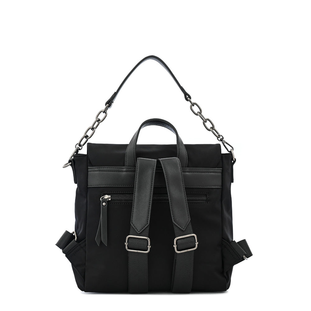 Mochila con tapa nydia pequeña negro especial