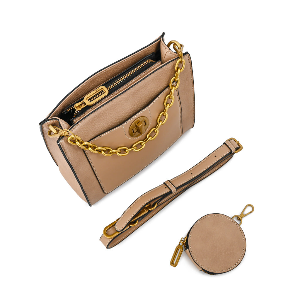 Cartera bandolera pequeña nina beige