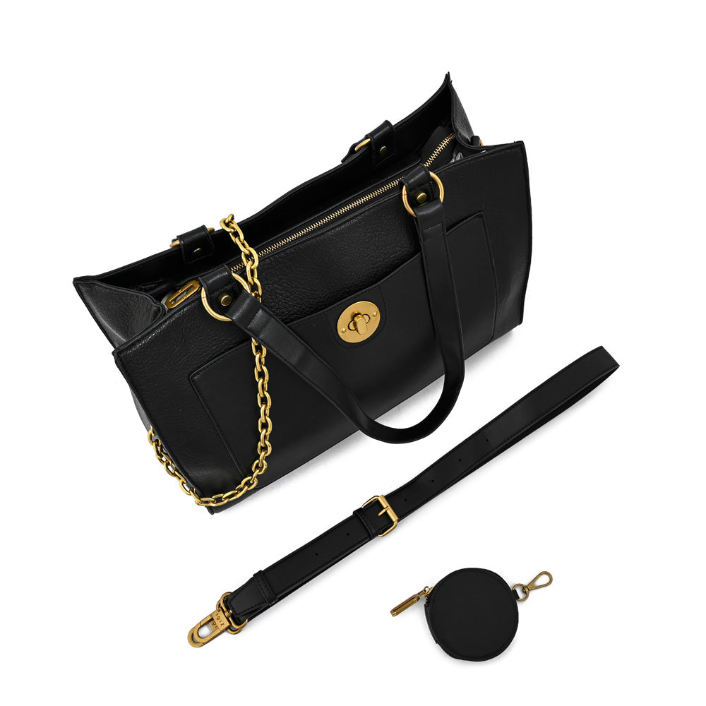 Cartera tote porta notebook nina grande negro