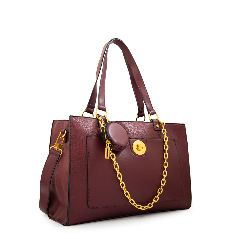 Cartera tote porta notebook nina burdeo