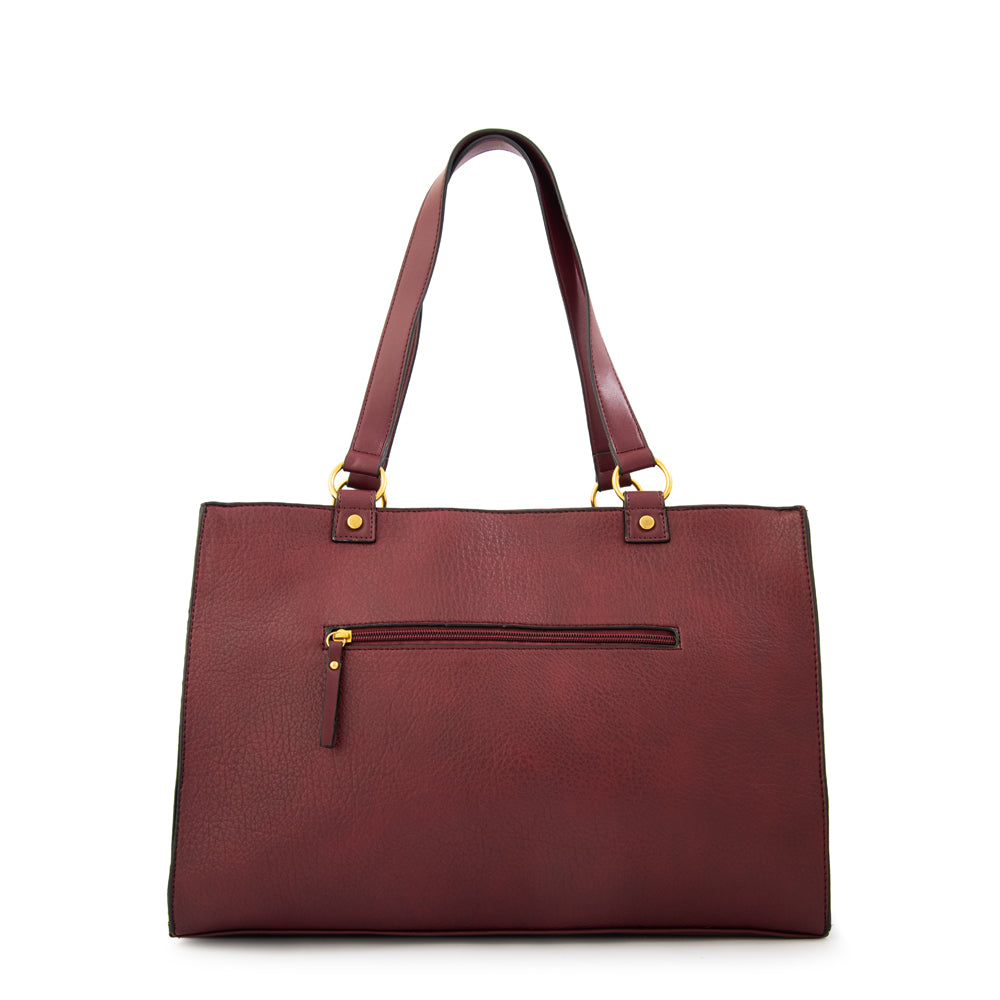 Cartera tote porta notebook nina burdeo