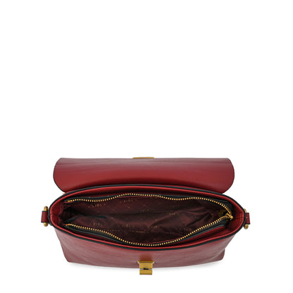Cartera bandolera con tapa pequeña dorotea rojo oscuro