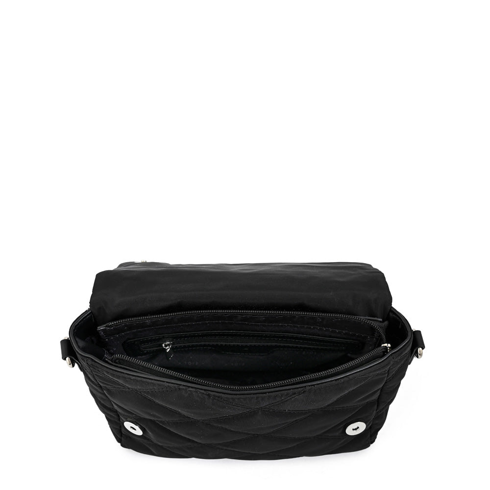 Cartera bandolera con tapa elvira pequeña negro