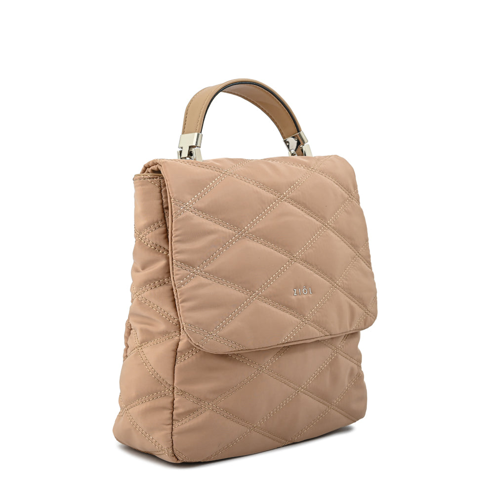 Mochila con tapa elvira mediana beige oscuro