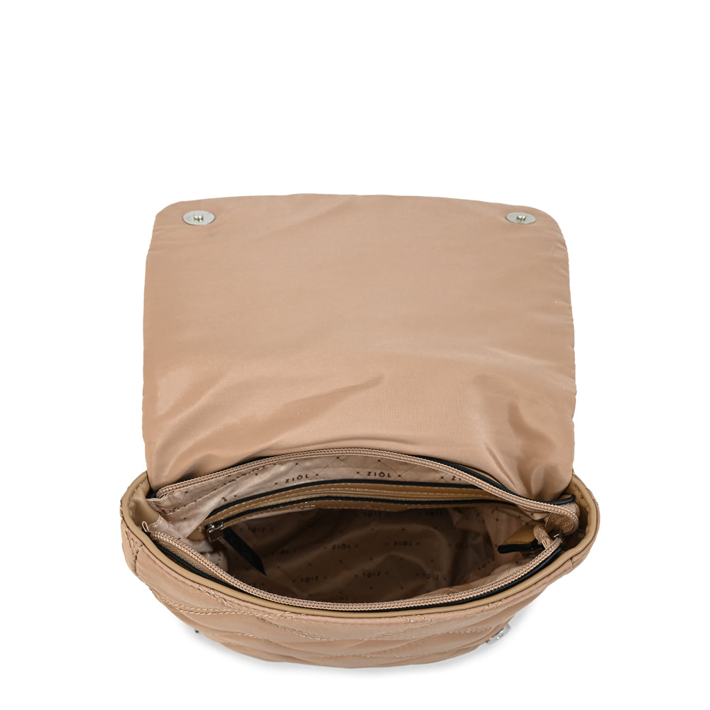Mochila con tapa elvira mediana beige oscuro