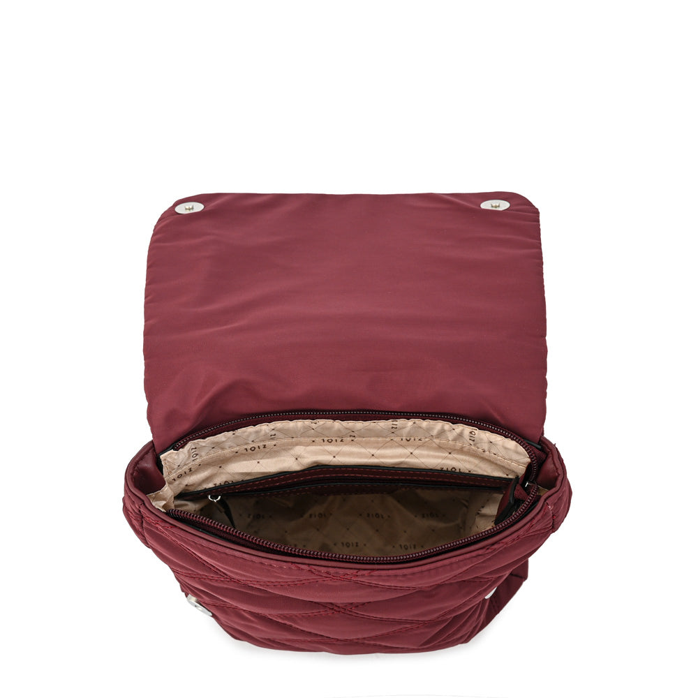 Mochila con tapa elvira mediana burdeo