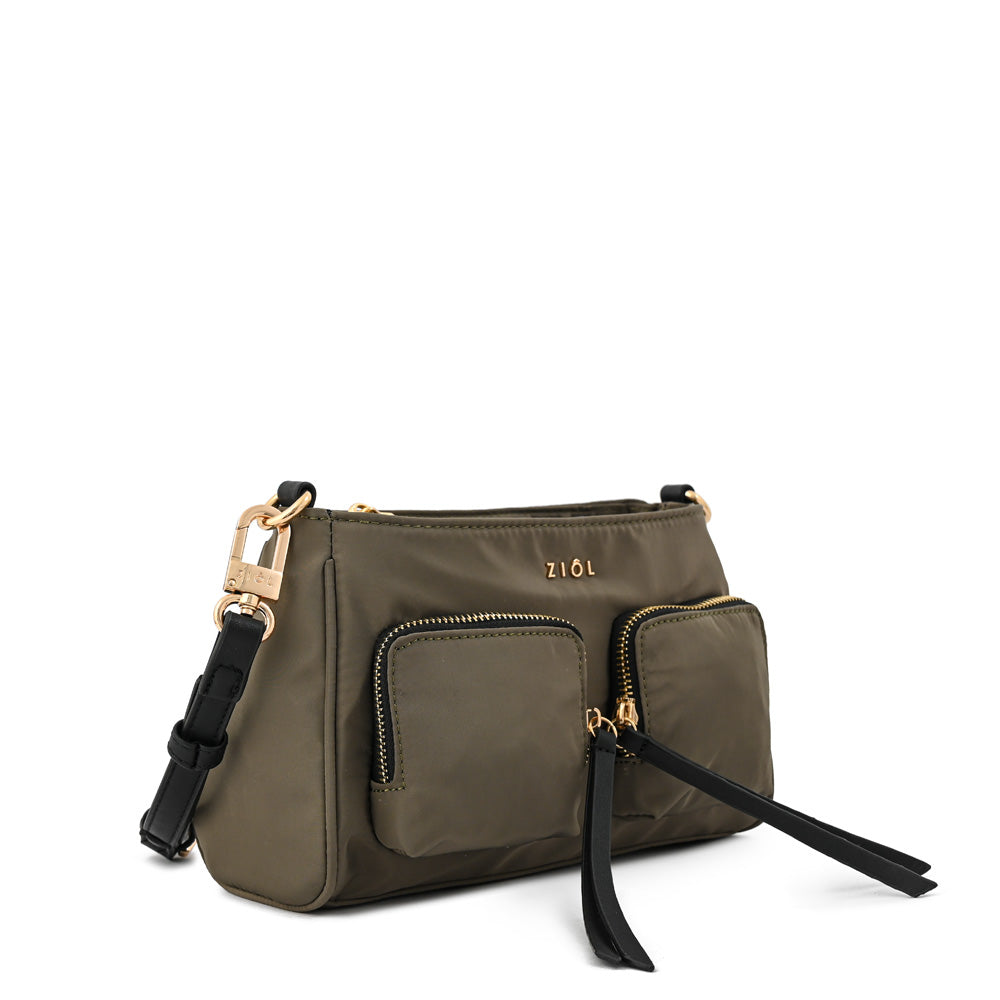 Cartera bandolera nellie pequeña verde oliva