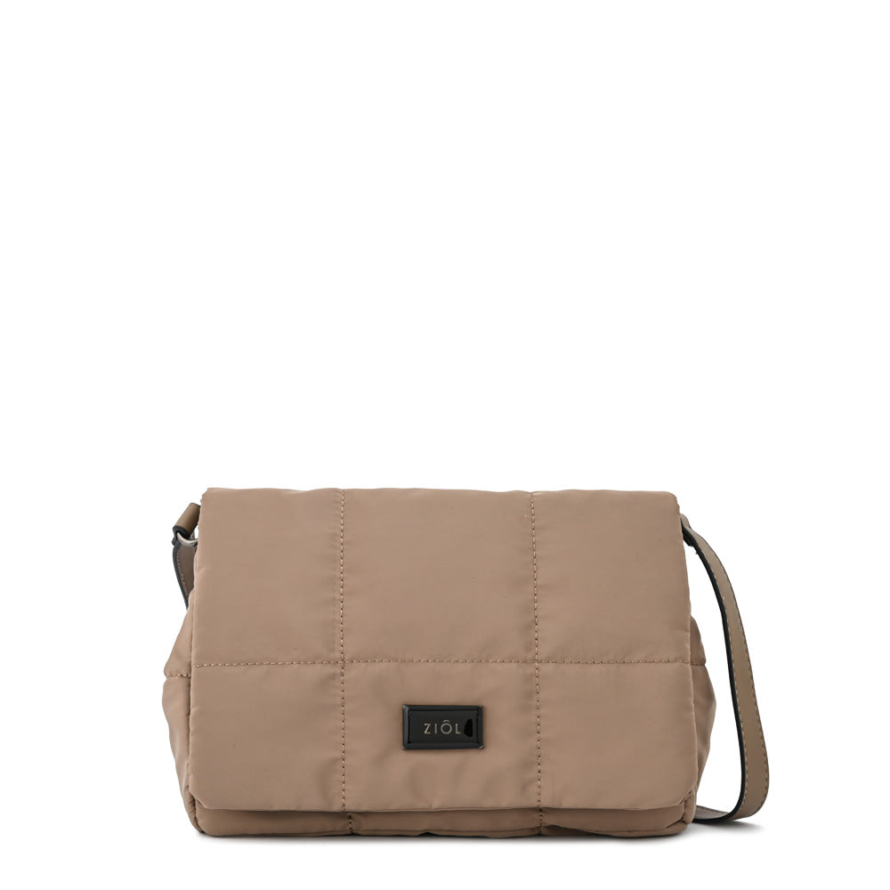 Cartera bandolera con tapa mediana tanya taupe