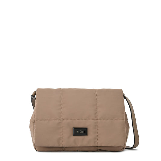 Cartera bandolera con tapa mediana tanya taupe
