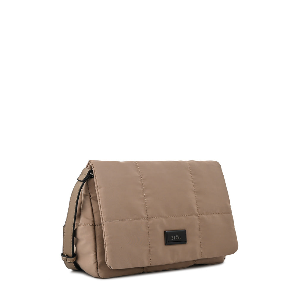 Cartera bandolera con tapa mediana tanya taupe