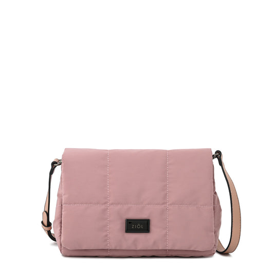 Cartera bandolera con tapa mediana tanya rosa viejo