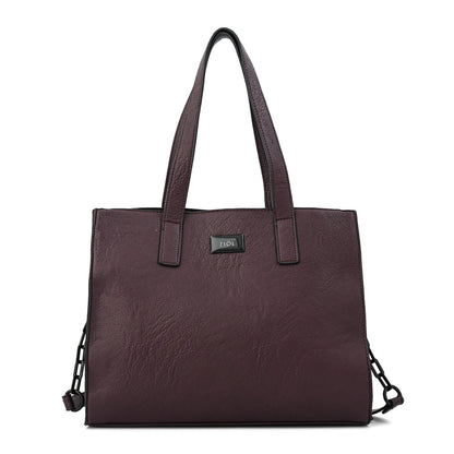 Cartera tote tres divisiones mediana nicki café oscuro