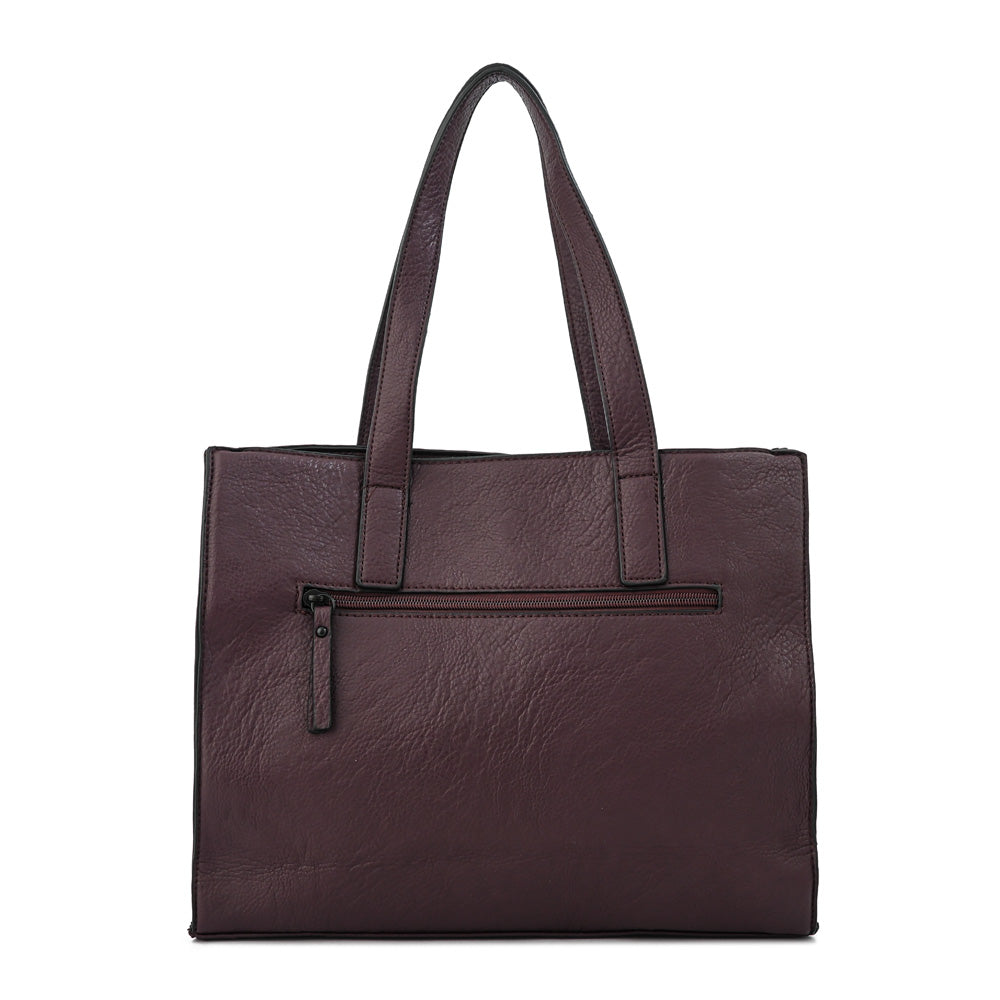 Cartera tote tres divisiones mediana nicki café oscuro