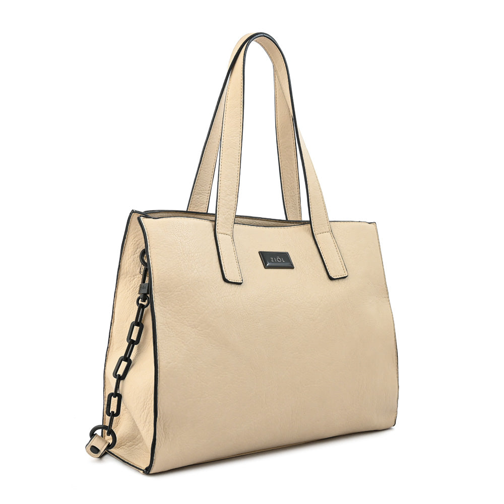 Cartera tote tres divisiones nicki mediana blanco crudo