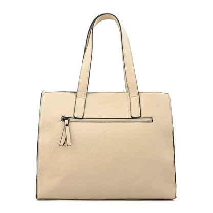 Cartera tote tres divisiones mediana nicki blanco crudo